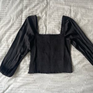 Women’s J. Crew Satin Black Long Sleeve Blouse. Size Medium